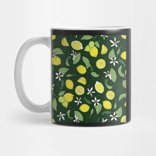 lemons on dark green Mug